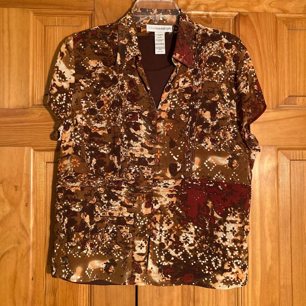 NWOT Vintage Sag Harbor 2 Piece Blouse Sleeveless Top Set Size 16
